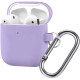 Чехол Brosco для Apple AirPods 2 силиконовый с карабином, фиолетовый