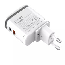 LDNIO A2423C/[LD_C3455] Сетевое ЗУ + LED свет.+Кабель Micro/ PD+QC 3.0/ 2 USB/ Выход: 3.3-12V, max 25W/ White