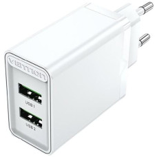 Сетевое зарядное устройство Vention FBAW0-EU на 2 порта USB (A+A) QC 3.0 Белый