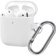 Чехол Brosco для Apple AirPods 2 силиконовый с карабином, белый