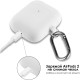 Чехол Brosco для Apple AirPods 2 силиконовый с карабином, белый