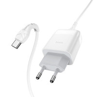 HOCO HC-32552 C72Q/ Сетевое ЗУ + Кабель Type-C 1m/ QC 3.0/ 1 USB/ Выход: 5V_9V_12V, 18W/ White