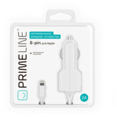 Зарядное устройство автомобильное Prime Line 2.1A для Apple белый (2207)