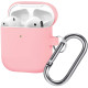 Чехол Brosco для Apple AirPods 2 силиконовый с карабином, розовый