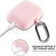 Чехол Brosco для Apple AirPods 2 силиконовый с карабином, розовый