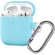 Чехол Brosco для Apple AirPods 2 силиконовый с карабином, голубой