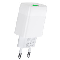HOCO HC-32514 C72Q/ Сетевое ЗУ/ QC 3.0/ 1 USB/ Выход: 5V_9V_12V, 18W/ White
