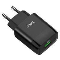 HOCO HC-32507 C72Q/ Сетевое ЗУ/ QC 3.0/ 1 USB/ Выход: 5V_9V_12V, 18W/ Black