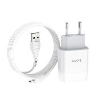 HOCO HC-13063 C73A/ Сетевое ЗУ + Кабель Micro 1m/ 2 USB/ Выход: 12W/ White
