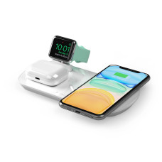 Беспроводная зарядная панель Deppa 24010 3 в 1 Для IPhone, Apple Watch, Airpods, белый