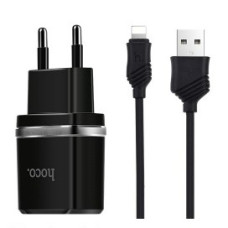 HOCO HC-64107 C12/ Сетевое ЗУ + Кабель Lightning 1m/ 2 USB/ Выход: 12W/ Black