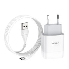 HOCO HC-13070 C73A/ Сетевое ЗУ + Кабель Type-C 1m/ 2 USB/ Выход: 12W/ White