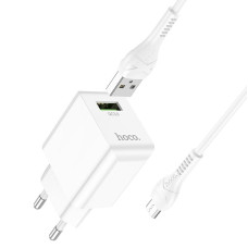 HOCO HC-66861 C98A/ Сетевое ЗУ + Кабель Micro 1m/ QC 3.0/ 1 USB/ Выход: 5V_9V_12V, 18W/ White