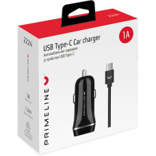 Зарядное устройство автомобильное Prime Line 1A кабель USB Type-C черное (2224)