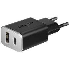 Сетевое зарядное устройство Power Delivery Deppa QC 3.0 18W USB A + Type-C черный (11393)