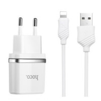 HOCO HC-47766 C12/ Сетевое ЗУ + Кабель Lightning 1m/ 2 USB/ Выход: 12W/ White