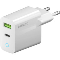 Сетевое зарядное устройство Power Delivery Deppa QC 3.0 20W USB A + Type-C белое (11398)