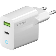 Сетевое зарядное устройство Power Delivery Deppa QC 3.0 20W USB A + Type-C белое (11398)