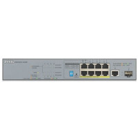 ZYXEL GS1300-10HP-EU0101F Коммутатор PoE+ для IP-видеокамер 9xGE (8xPoE+), 1xSFP, бюджет PoE 130 Вт, дальность передачи питания до 250 м